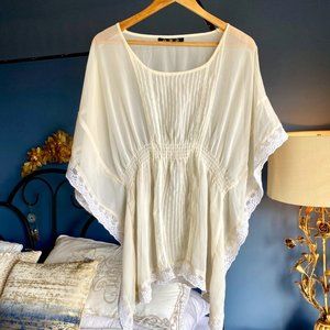 Ivory Boho Sheer Lace Swim Coverup